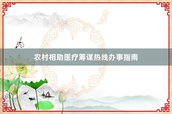 农村相助医疗筹谋热线办事指南
